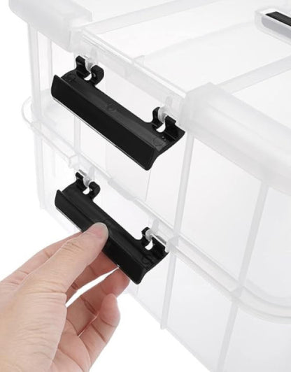 2 Layer Stack & Carry Box,Transparent Rectangular Multi Utility Detachable